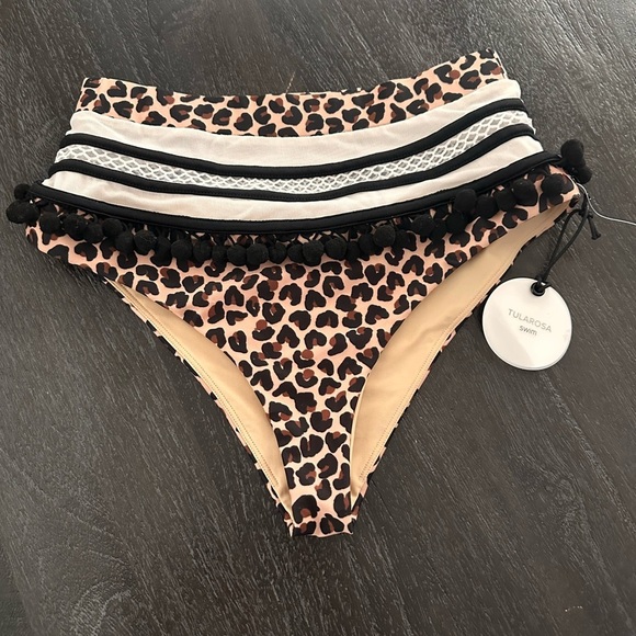 Tularosa Leopard Print High-Waisted Bikini‎ Bottom Sz S - Picture 3 of 5